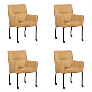 ShopX Leren eetkamerstoel lucky, bruin leer, bruine keukenstoelen