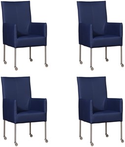 ShopX Leren eetkamerstoel spark, blauw leer, blauwe keukenstoelen