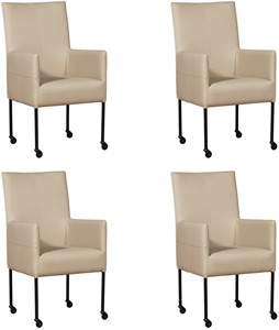 ShopX Leren eetkamerstoel spark, bruin leer, bruine keukenstoelen