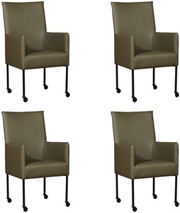 ShopX Leren eetkamerstoel spark, groen leer, groene keukenstoelen