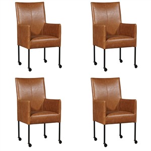 ShopX Leren eetkamerstoel spark, bruin leer, bruine keukenstoelen
