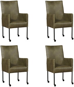 ShopX Leren eetkamerstoel spark, groen leer, groene keukenstoelen