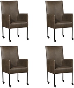 ShopX Leren eetkamerstoel spark, grijs leer, grijze keukenstoelen