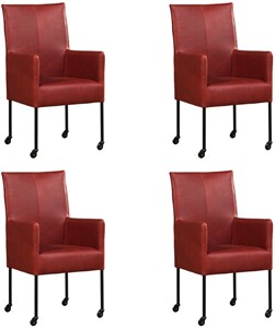 ShopX Leren eetkamerstoel spark, rood leer, rode keukenstoelen