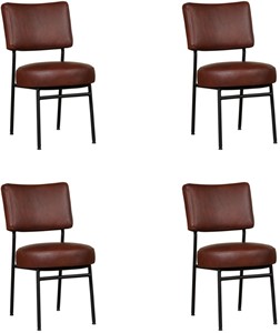 ShopX Leren eetkamerstoel rondo, bruin leer, bruine keukenstoelen