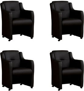 ShopX Leren eetkamerfauteuil mass, zwart leer, zwarte keukenstoelen
