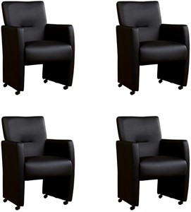ShopX Leren eetkamerfauteuil pleasure, zwart leer, zwarte keukenstoelen