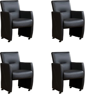 ShopX Leren eetkamerfauteuil pleasure, blauw leer, blauwe keukenstoelen