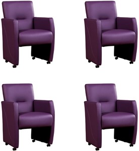 ShopX Leren eetkamerfauteuil pleasure, paars leer, paarse keukenstoelen