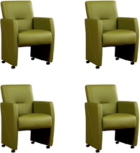 ShopX Leren eetkamerfauteuil pleasure, groen leer, groene keukenstoelen