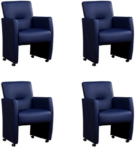 ShopX Leren eetkamerfauteuil pleasure, blauw leer, blauwe keukenstoelen
