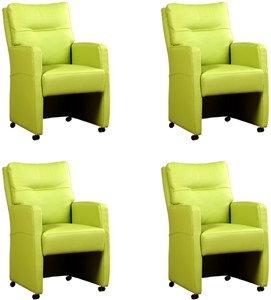 ShopX Leren eetkamerfauteuil sharp, groen leer, groene keukenstoelen