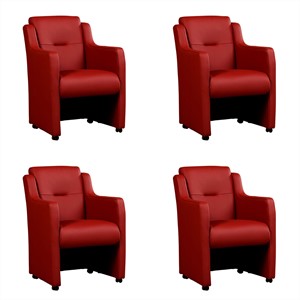 ShopX Leren eetkamerfauteuil mass, rood leer, rode keukenstoelen