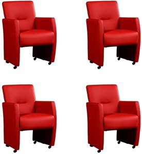 ShopX Leren eetkamerfauteuil pleasure, rood leer, rode keukenstoelen