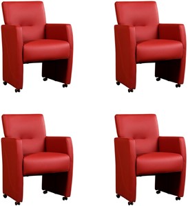 ShopX Leren eetkamerfauteuil pleasure, rood leer, rode keukenstoelen