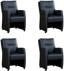 ShopX Leren eetkamerfauteuil sharp, blauw leer, blauwe keukenstoelen