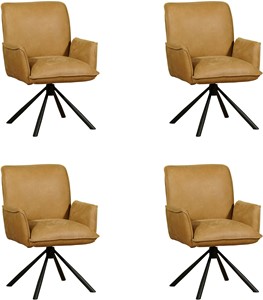 ShopX Leren eetkamerstoel elite, bruin leer, bruine keukenstoelen