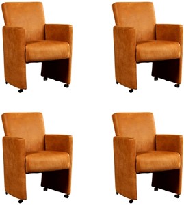 ShopX Leren eetkamerfauteuil elegant, bruin leer, bruine keukenstoelen