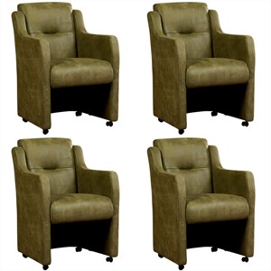 ShopX Leren eetkamerfauteuil mass, groen leer, groene keukenstoelen