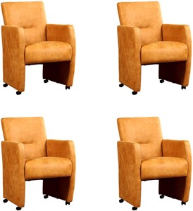 ShopX Leren eetkamerfauteuil pleasure, bruin leer, bruine keukenstoelen