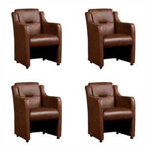 ShopX Leren eetkamerfauteuil mass, bruin leer, bruine keukenstoelen