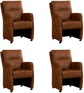 ShopX Leren eetkamerfauteuil sharp, bruin leer, bruine keukenstoelen