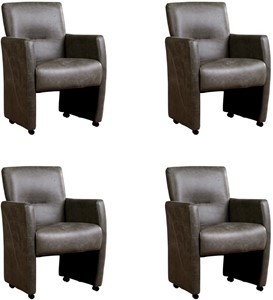 ShopX Leren eetkamerfauteuil pleasure, grijs leer, grijze keukenstoelen