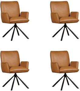 ShopX Leren eetkamerstoel elite, bruin leer, bruine keukenstoelen