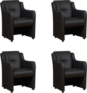 ShopX Leren eetkamerfauteuil mass, zwart leer, zwarte keukenstoelen