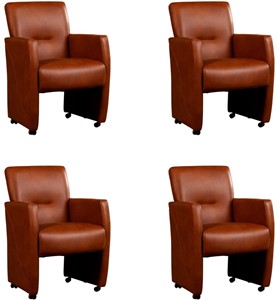 ShopX Leren eetkamerfauteuil pleasure, bruin leer, bruine keukenstoelen