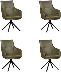 ShopX Leren eetkamerstoel fancy, groen leer, groene keukenstoelen