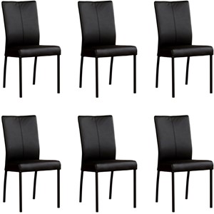 ShopX Leren eetkamerstoel comfort, zwart leer, zwarte keukenstoelen