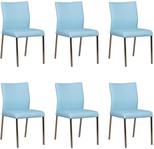 ShopX Leren eetkamerstoel basic, blauw leer, blauwe keukenstoelen