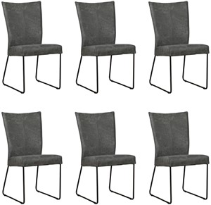 ShopX Leren eetkamerstoel mate, grijs leer, grijze keukenstoelen