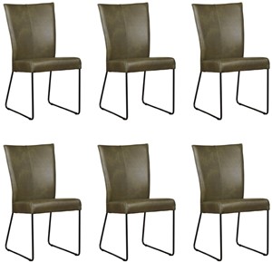 ShopX Leren eetkamerstoel mate, groen leer, groene keukenstoelen