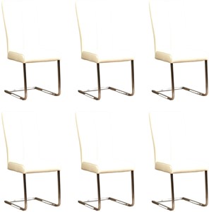 ShopX Leren eetkamerstoel dare, wit leer, witte keukenstoelen