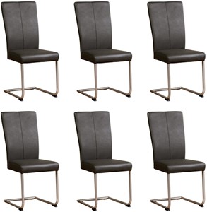 ShopX Leren eetkamerstoel dry, grijs leer, grijze keukenstoelen