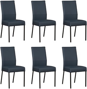 ShopX Leren eetkamerstoel real, blauw leer, blauwe keukenstoelen