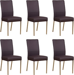 ShopX Leren eetkamerstoel real, paars leer, paarse keukenstoelen