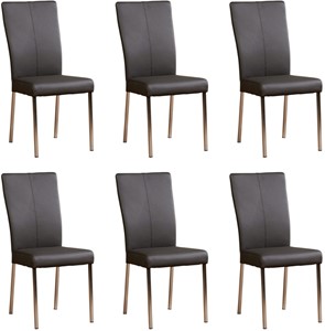 ShopX Leren eetkamerstoel daily, grijs leer, grijze keukenstoelen