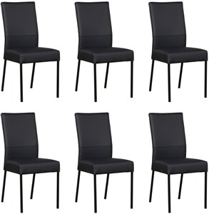 ShopX Leren eetkamerstoel real, blauw leer, blauwe keukenstoelen