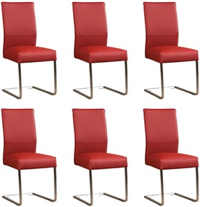 ShopX Leren eetkamerstoel remix, rood leer, rode keukenstoelen