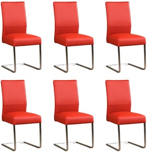 ShopX Leren eetkamerstoel remix, rood leer, rode keukenstoelen