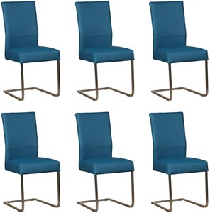 ShopX Leren eetkamerstoel remix, turquoise leer, turquoise keukenstoelen