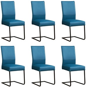 ShopX Leren eetkamerstoel remix, turquoise leer, turquoise keukenstoelen