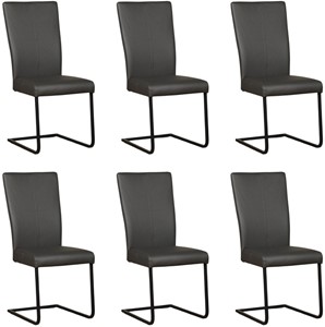 ShopX Leren eetkamerstoel dare, grijs leer, grijze keukenstoelen