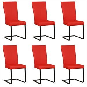 ShopX Leren eetkamerstoel dare, rood leer, rode keukenstoelen
