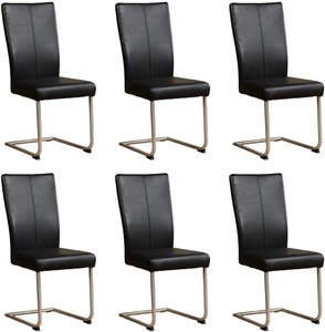 ShopX Leren eetkamerstoel dry, zwart leer, zwarte keukenstoelen