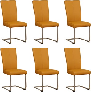 ShopX Leren eetkamerstoel dry, geel leer, gele keukenstoelen