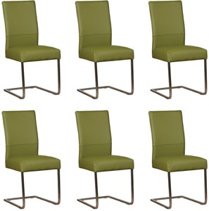 ShopX Leren eetkamerstoel remix, groen leer, groene keukenstoelen